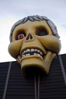 Skull at the Haunted House attraction, Pleasure Beach funfair, Great Yarmouth, Norfolk, England,