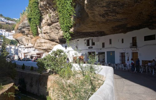 Buildings built with cave rock roof at Setenil de las Bodegas, Cadiz province, Spain, Europe