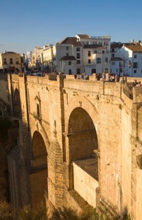 Historic New Bridge, Puente nuevo, spanning the El Tajo gorge over the Rio Guadalevin river, Ronda,