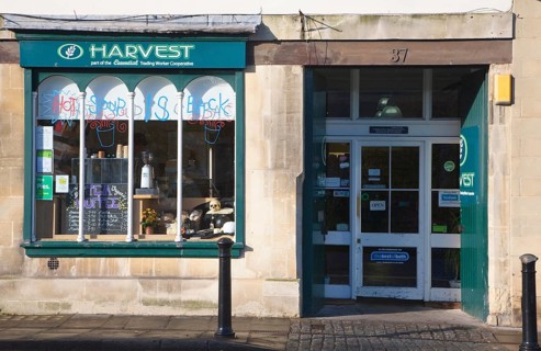 Harvest wholefood co-operative shop, Walcot Street, Bath, Somerset, England, United Kingdom, Europe