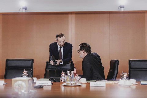 (L-R) Volker Wissing (FDP), Federal Minister of Transport and Digital Affairs, and Wolfgang Schmidt