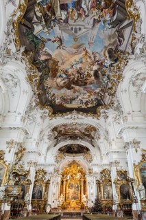 Baroque church, interior view, Marienmuenster, Diessen, Ammersee, Fuenfseenland, Pfaffenwinkel,