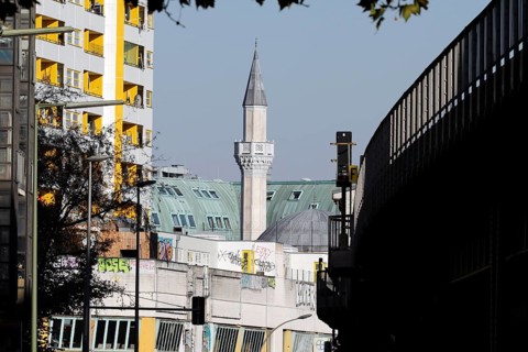 Minaret of the Mevlana mosque in Berlin's Kreuzberg district, 12 October 2018