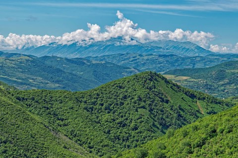 The southern Albanian mountain landscape on the western slope of the Tomorr massif m Tomorr