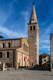 Old town with Basilica di Santa Eufemia, Citta vecchia, island of Grado, north coast of the
