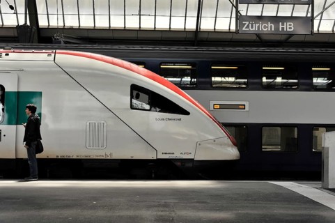 InterCity train at Zurich Airport (ZRH) railway station in, Zurich, Switzerland, Europe