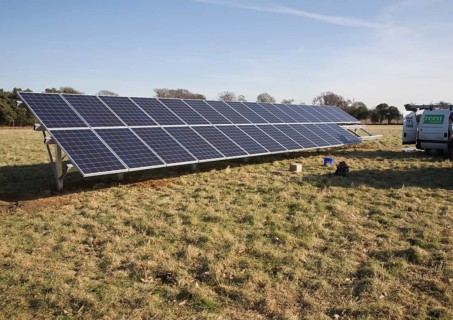 Array of photovoltaic panels for solar energy electricity generation