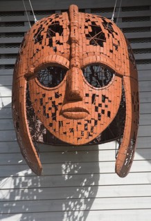 Reconstruction replica Anglo Saxon helmet at Sutton Hoo, Suffolk, England, United Kingdom, Europe