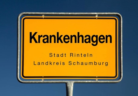 Town sign Krankenhagen, incorporated village of the town of Rinteln, district of Schaumburg, Lower
