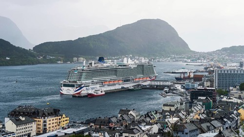 IONA PandO CRUISES in ALESUND, Geirangerfjord, Fjords, Norway, Europe