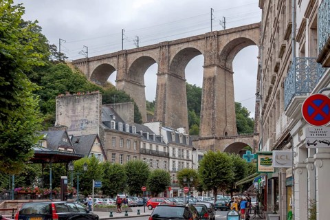 Viaduc de Morlaix, viaduct, circular arch bridge with two storeys, Morlaix, Finistere, Brittany,