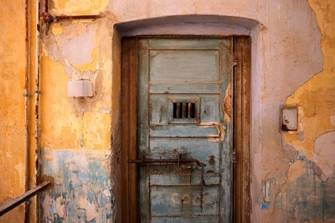 Door, gate, administrative building, former prison, weathered, Acropolis, Heptapyrgion, fortress,