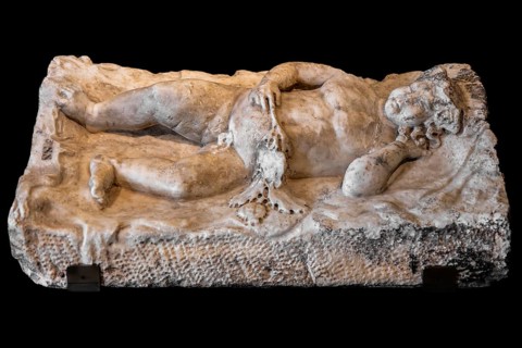 Sarcophagus lid with sleeping Hypnos, 3rd century, National Archaeological Museum, Villa Cassis