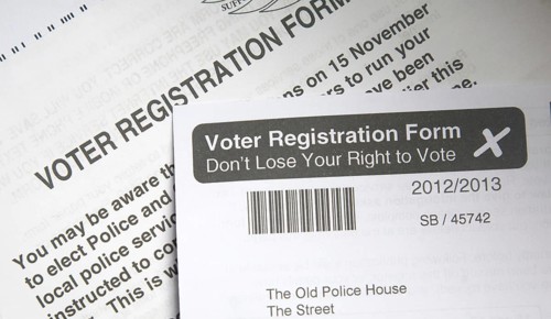 Voter Registration form right to vote, UK