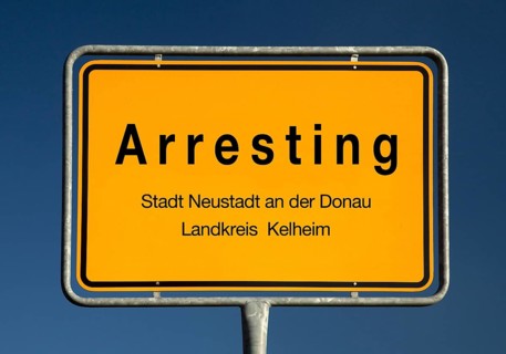 Town sign Arresting, part of the town of Neustadt an der Donau, Kelheim district, Bavaria, Germany,