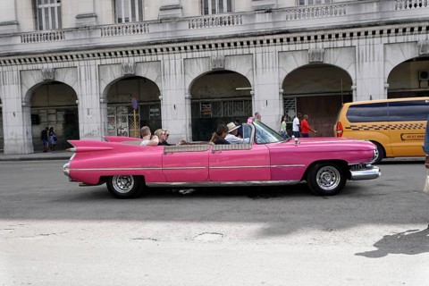 Vintage car from the 1950s in the centre of Havana, Centro Habana, Cuba, Central America