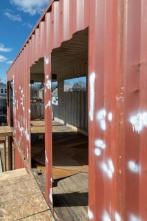Detroit, Michigan, Homes are being built with used shipping containers in a low-income neighborhood