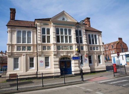 The original Victorian town hall building at Cromer, Norfolk, England built in 1890 in Queen Anne
