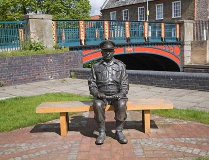 Captain Mainwaring statue from Dad's Army TV series, Thetford, Norfolk, England, United Kingdom,