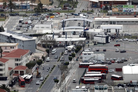 View of Gibraltar airport and the border crossing to Spain, 14/02/2019