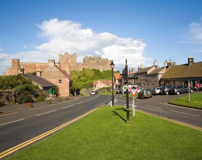 Bamburgh Castle and village, Nortumberland, England, United Kingdom, Europe