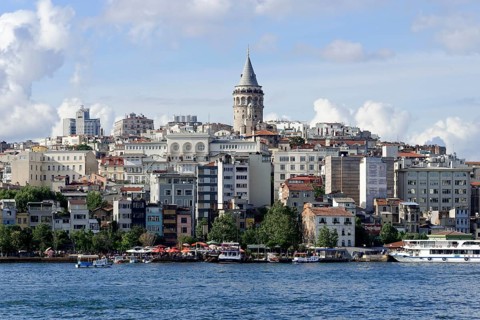 Golden Horn with Karakoey and Beyoglu neighbourhoods, Galata Tower, Istanbul, European part,