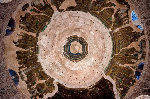 Interior view of Rotonda, Rotunda of Galerius, Roman circular temple, dome with ceiling mosaic and
