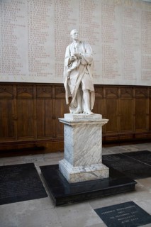 Statue of Isaac Newton, Trinity College chapel, University of Cambridge, England, United Kingdom,