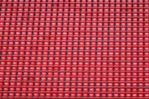 Red seats at Liverpool FC's Anfield Stadium, 02/03/2019