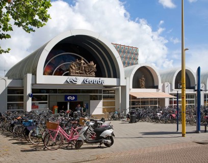 Bicycles at Gouda railway station, South Holland, Netherlands