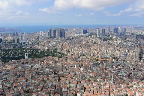 View from Istanbul Sapphire, to the south with Bosphorus and Marmara Sea, Levent, Besiktas,