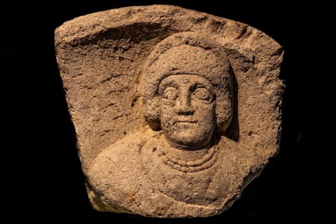 Female portrait with necklace, 4th century, National Archaeological Museum, Villa Cassis Faraone,