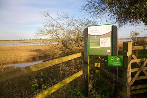 Sign for Walberswick National Nature reserve wetland environment marshes Blythburgh, Suffolk,