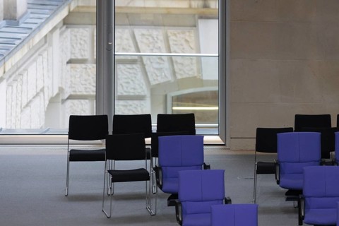 Additional chairs in the back rows of the plenary of the German Bundestag, Berlin, 19/02/2024