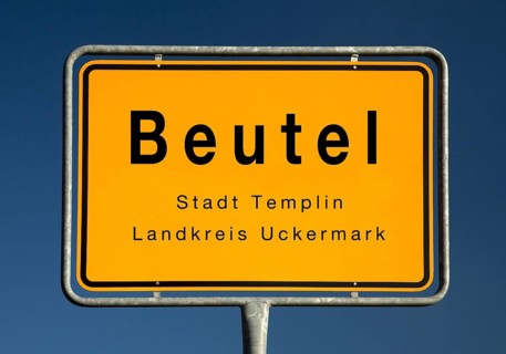 Place name sign Beutel, district of the town of Templin, district of Uckermark, Brandenburg,