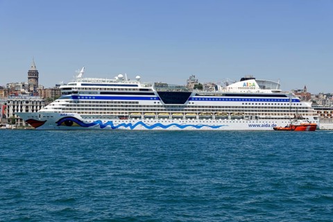 Cruise ship AIDAstella, year of construction 2013, 253, 3m long, 2700 passengers, at the quay of