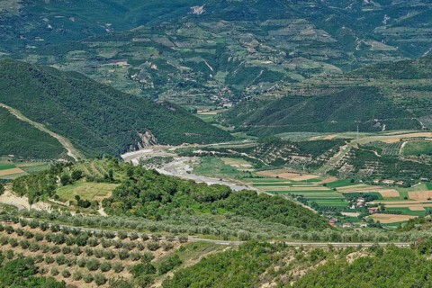 The valley of the river Osum on the western slope of the Tomorr massif and the southern Albanian
