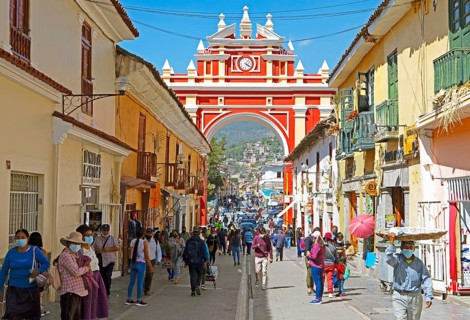 Triumphal arch in the city of Ayacucho, Huamanga province, Peru, South America