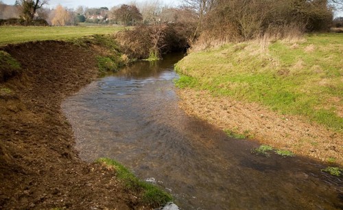 Meander with slip off slope and river cliff, River Deben, Ufford, Suffolk, England, United Kingdom,