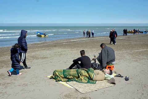 Scene on the beach of Babolsar, Caspian Sea, Iran, 22/03/2019, Asia