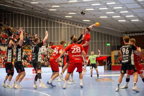 18.02.2024, 2nd HBL, German Handball League, matchday 21) : Game scene Eulen Ludwigshafen against