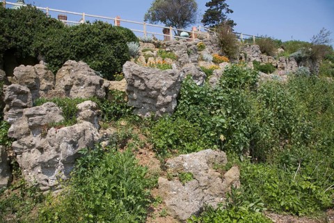 Pulhamite a type of man-made rock in the gardens at Bawdsey Manor, Suffolk, England, United