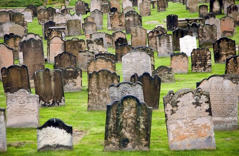 Eighteenth and nineteenth century gravestones at Tynemouth priory, Northumberland, England, United