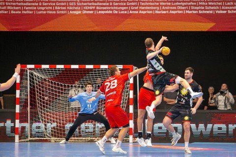 18.02.2024, 2nd HBL, German Handball League, matchday 21) : Game scene Eulen Ludwigshafen against