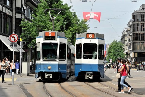 Trams, Bahnhofsstrasse, City of Zurich, Switzerland, Europe