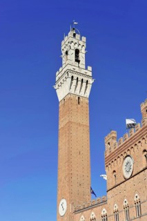 View of the Torre del Mangia bell tower, Siena, Tuscany, Italy, Europe