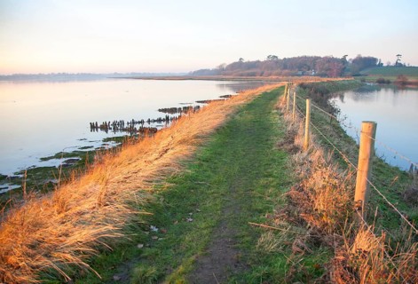 Coastal flooding leading to inundation of land not covered by flood water for 50 years, Ramsholt,