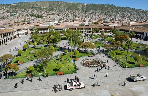 View of the Plaza de Armas, Ayacucho, Huamanga Province, Peru, South America