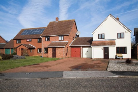 Modern suburban housing in private estate, Martlesham, Suffolk, England, United Kingdom, Europe
