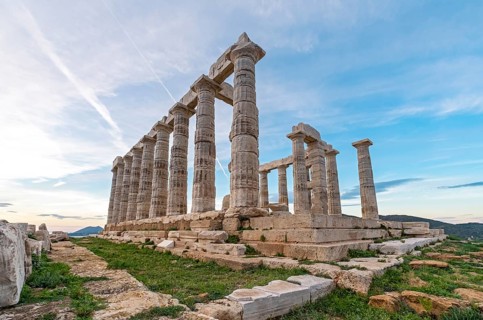 Ancient Temple of Poseidon, Cape Sounion, Greece, Europe